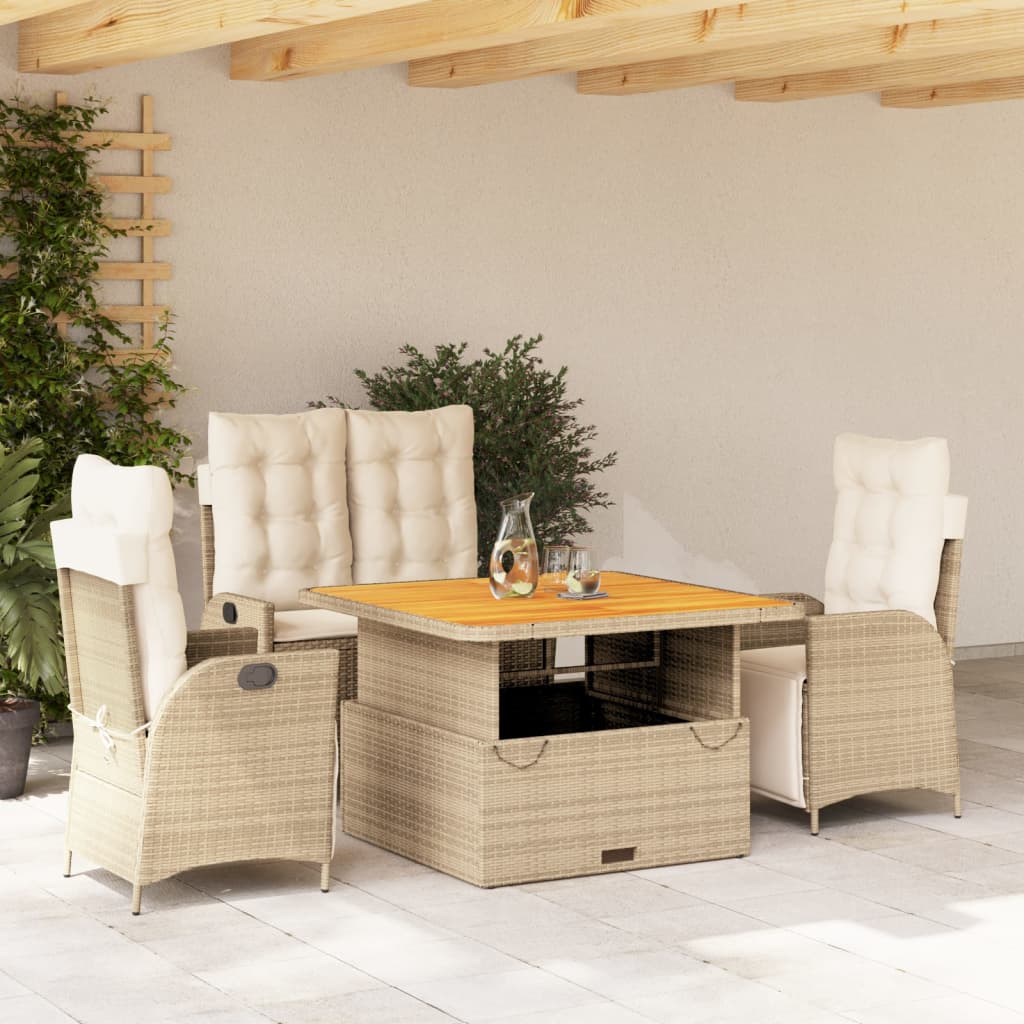 Set Mobilier De Grădină, 2 Piese, Cu Perne, Bej, Poliratan