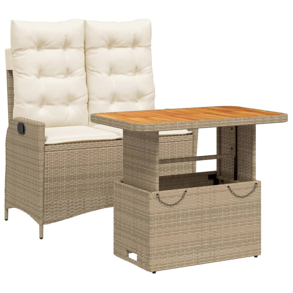 Set Mobilier De Grădină, 2 Piese, Cu Perne, Bej, Poliratan