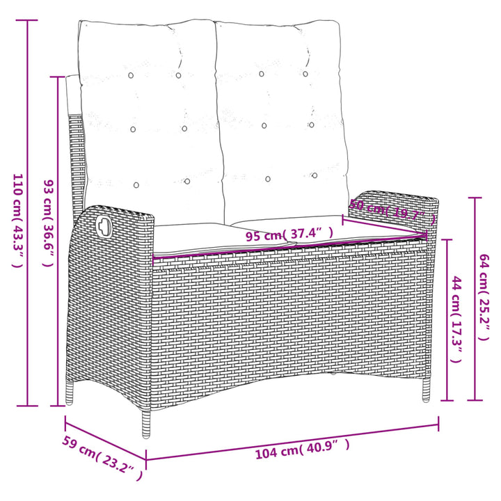 Set Mobilier De Grădină, 2 Piese, Cu Perne, Bej, Poliratan