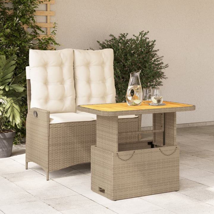 Set Mobilier De Grădină, 2 Piese, Cu Perne, Bej, Poliratan