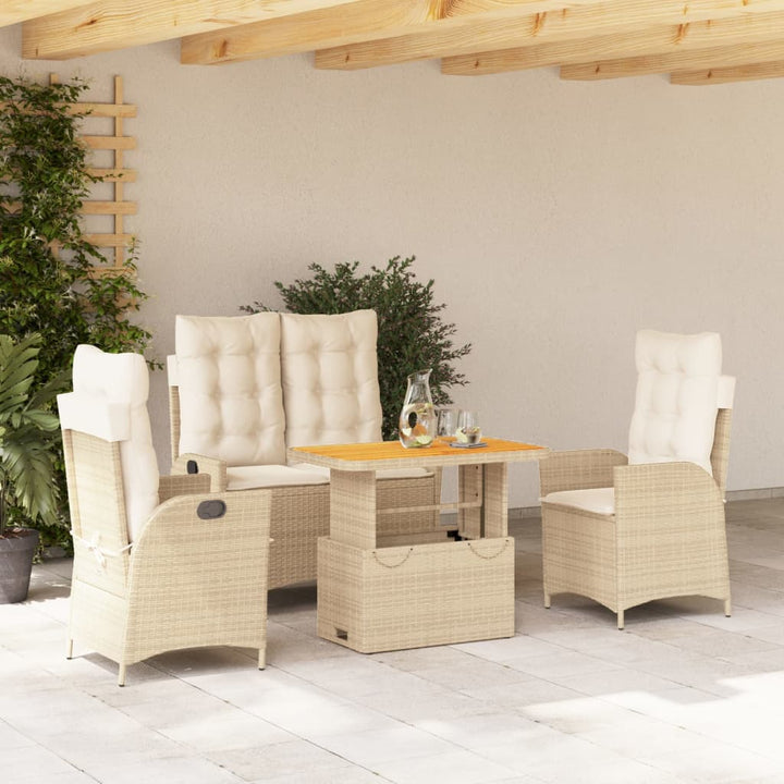 Set Mobilier De Grădină, 2 Piese, Cu Perne, Bej, Poliratan
