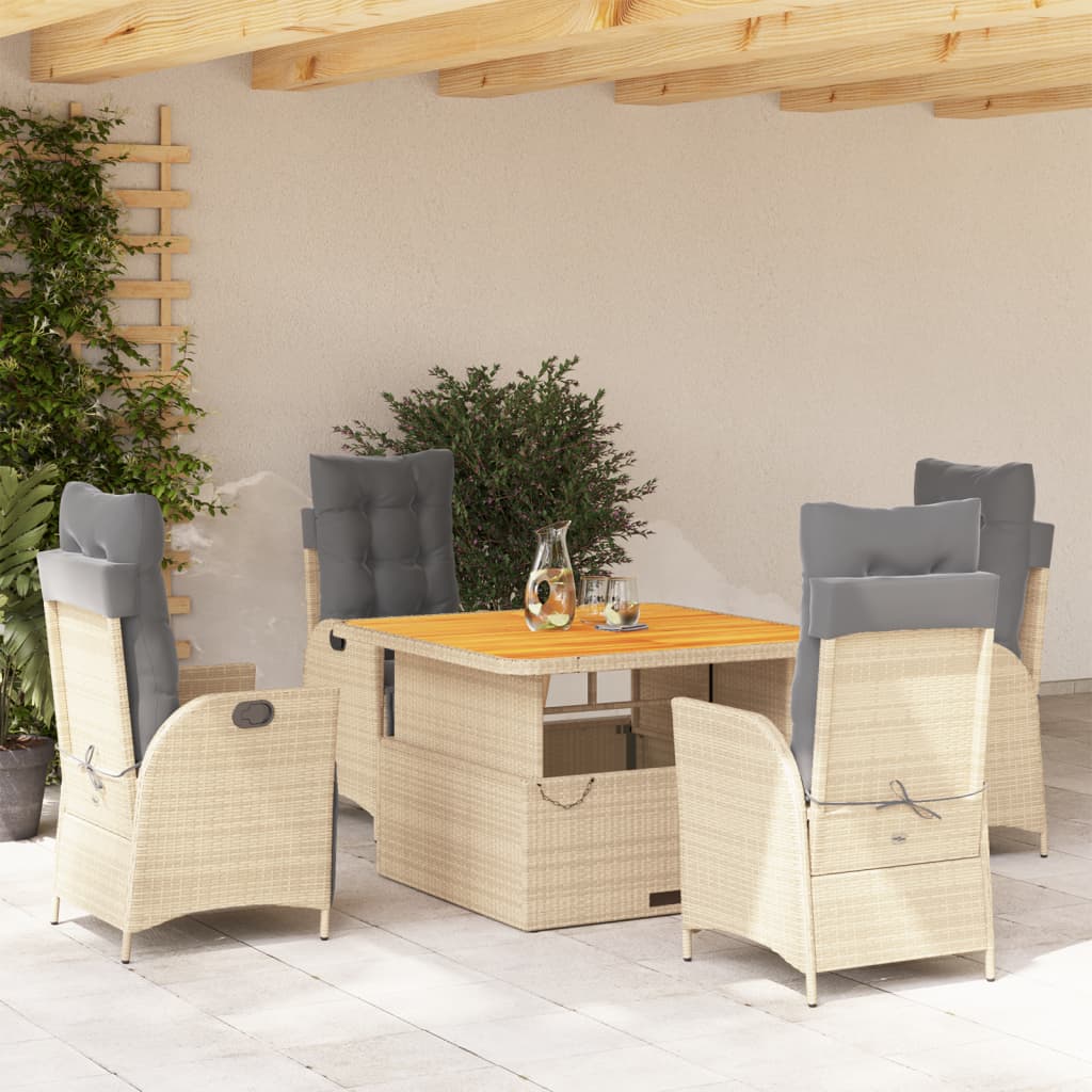 Set Mobilier De Grădină, 2 Piese, Cu Perne, Bej, Poliratan