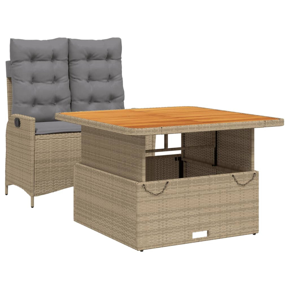 Set Mobilier De Grădină, 2 Piese, Cu Perne, Bej, Poliratan