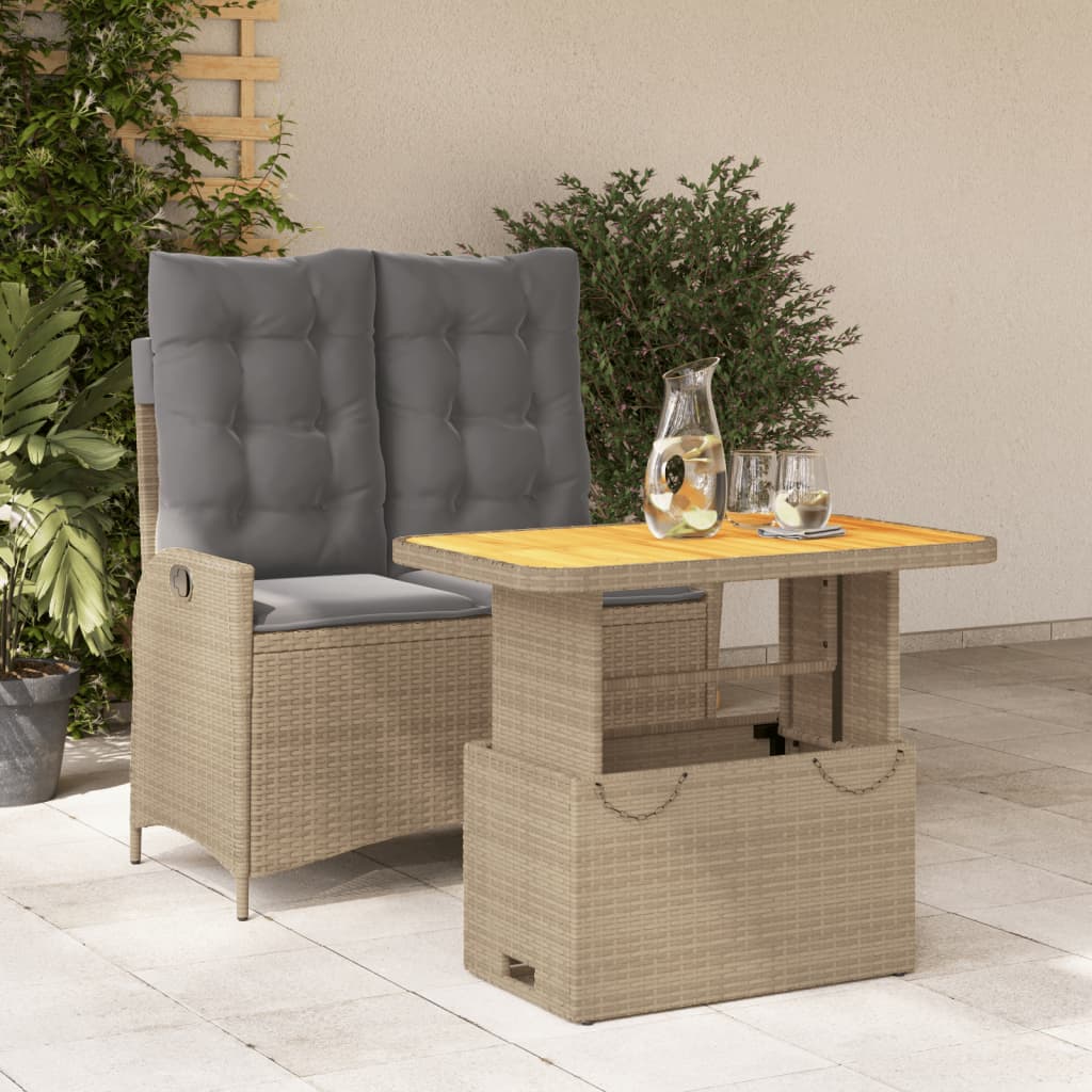 Set Mobilier De Grădină, 2 Piese, Cu Perne, Bej, Poliratan