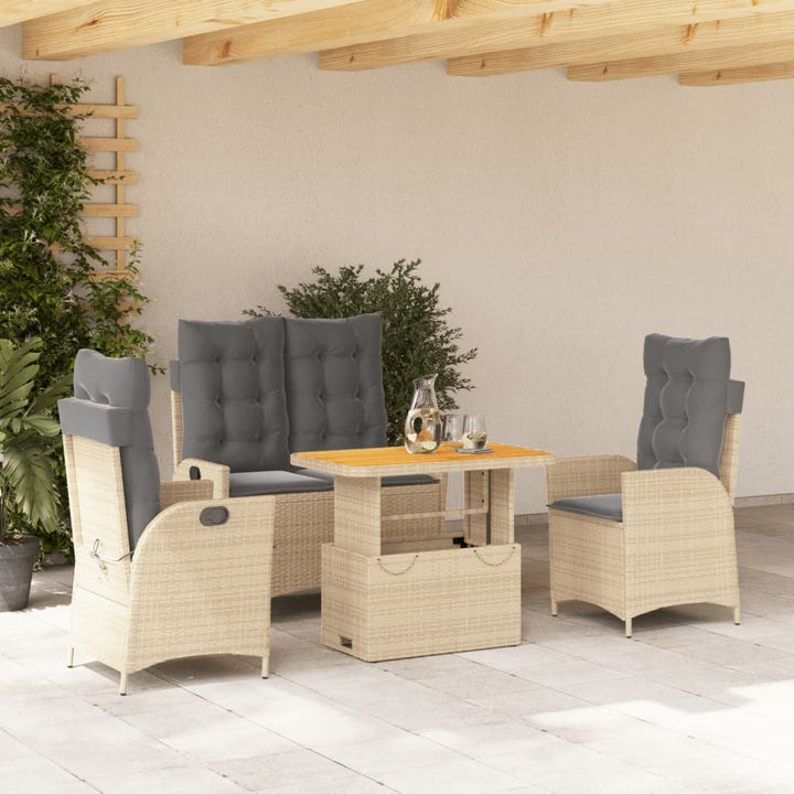 Set Mobilier De Grădină, 2 Piese, Cu Perne, Bej, Poliratan