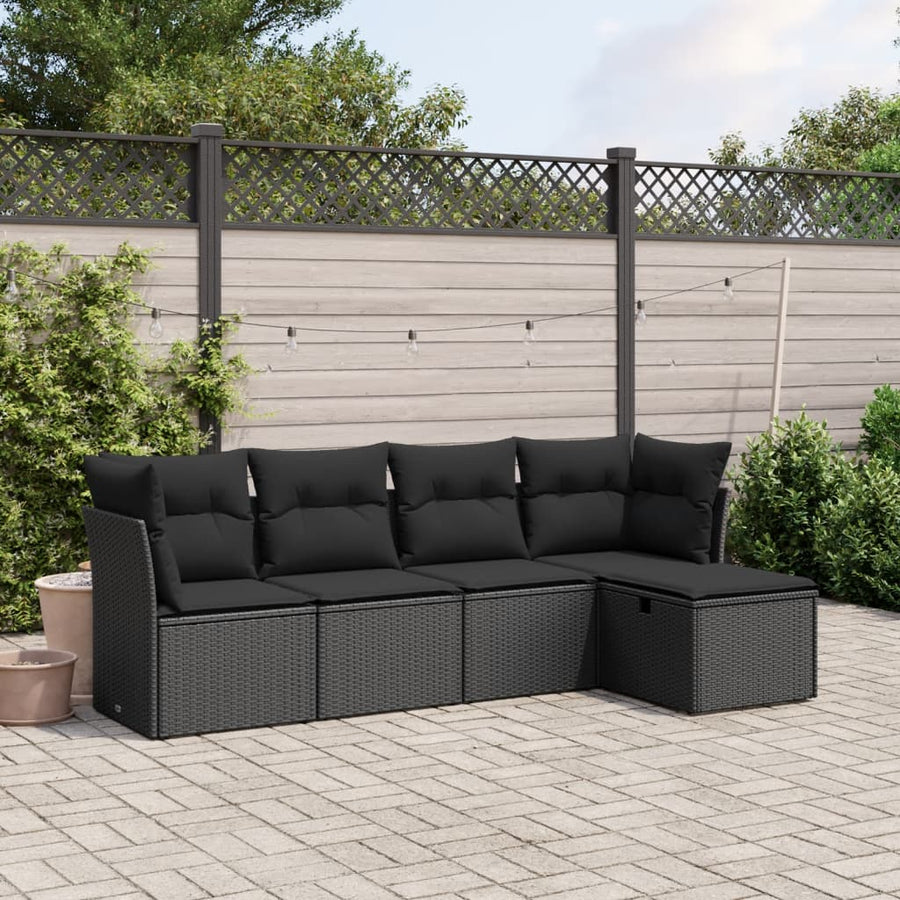 Set Mobilier De Grădină Cu Perne, 5 Piese, , Poliratan