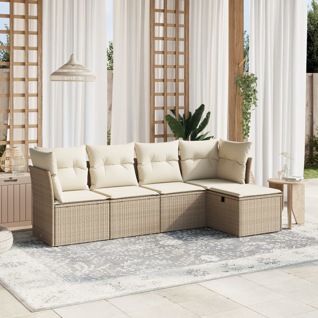 Set Mobilier De Grădină Cu Perne, 5 Piese, , Poliratan