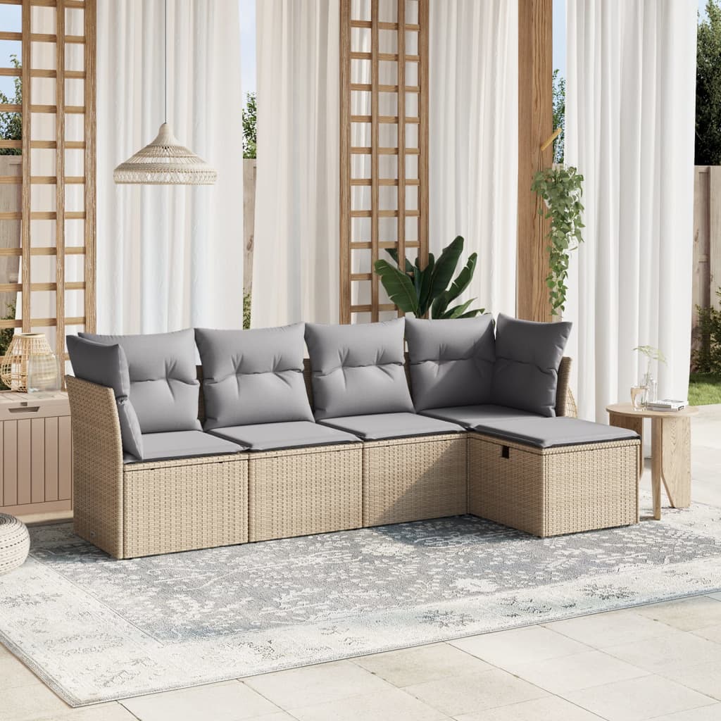 Set Mobilier De Grădină Cu Perne, 5 Piese, , Poliratan