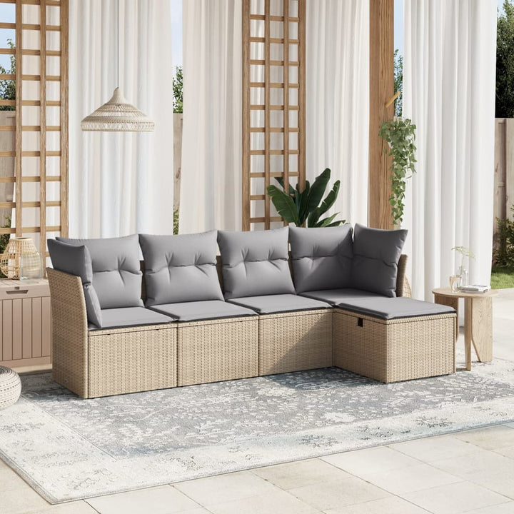 Set Mobilier De Grădină Cu Perne, 5 Piese, , Poliratan