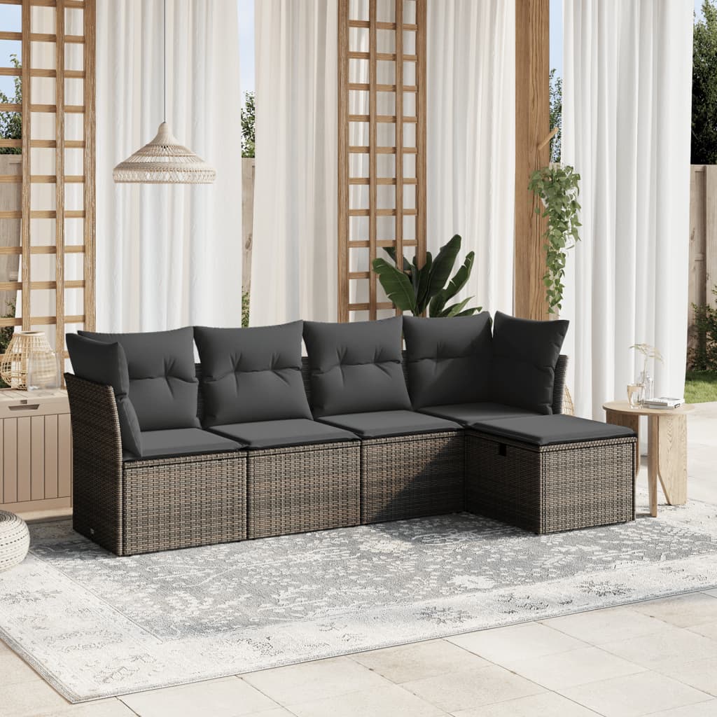 Set Mobilier De Grădină Cu Perne, 5 Piese, , Poliratan