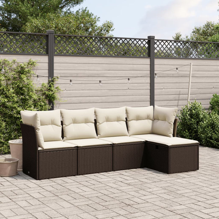 Set Mobilier De Grădină Cu Perne, 5 Piese, , Poliratan