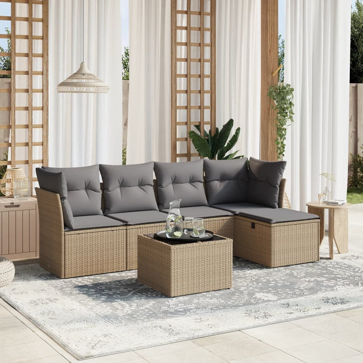 Set Mobilier De Grădină Cu Perne, 5 Piese, , Poliratan