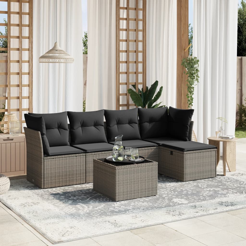Set Mobilier De Grădină Cu Perne, 5 Piese, , Poliratan