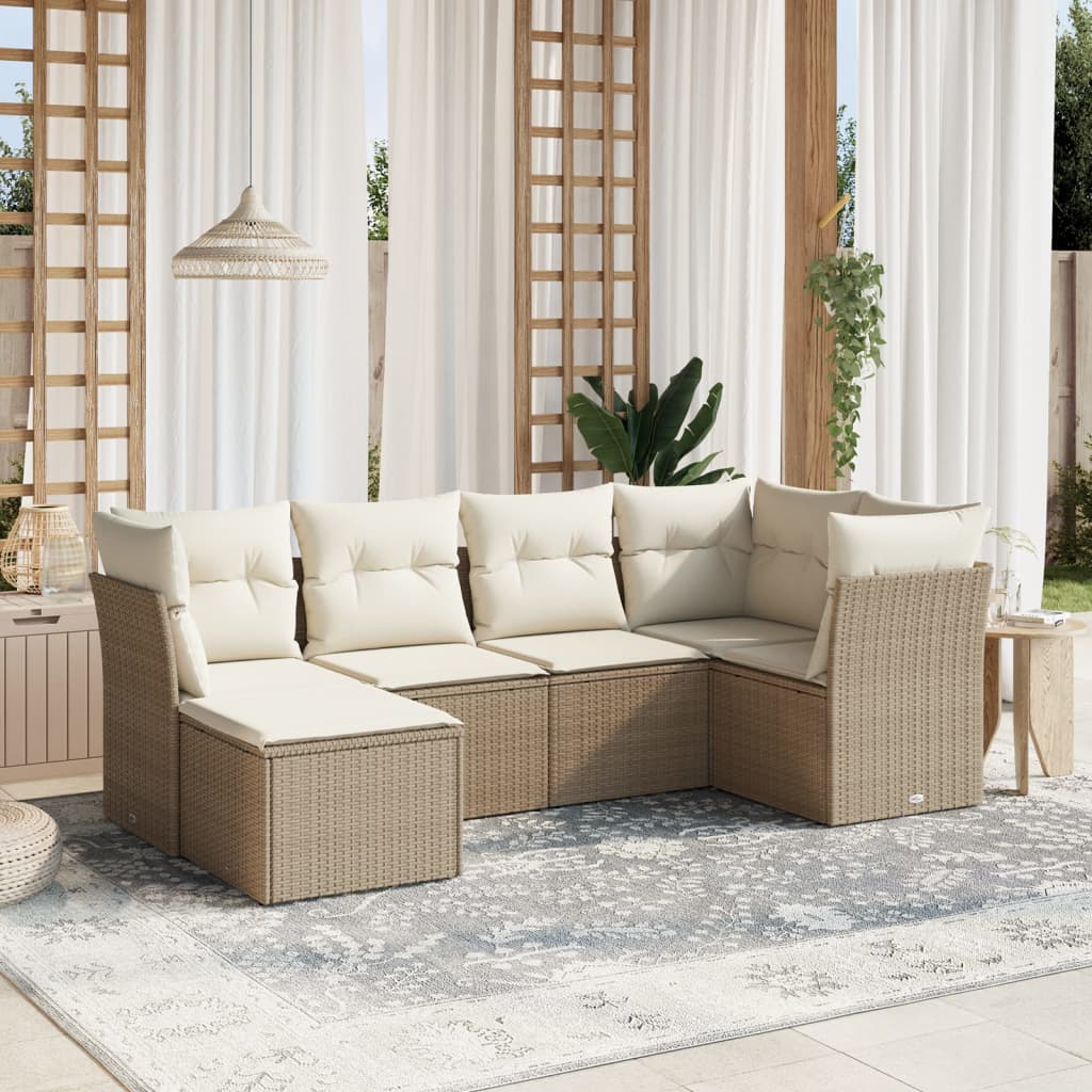 Set Mobilier De Grădină Cu Perne, 6 Piese, , Poliratan