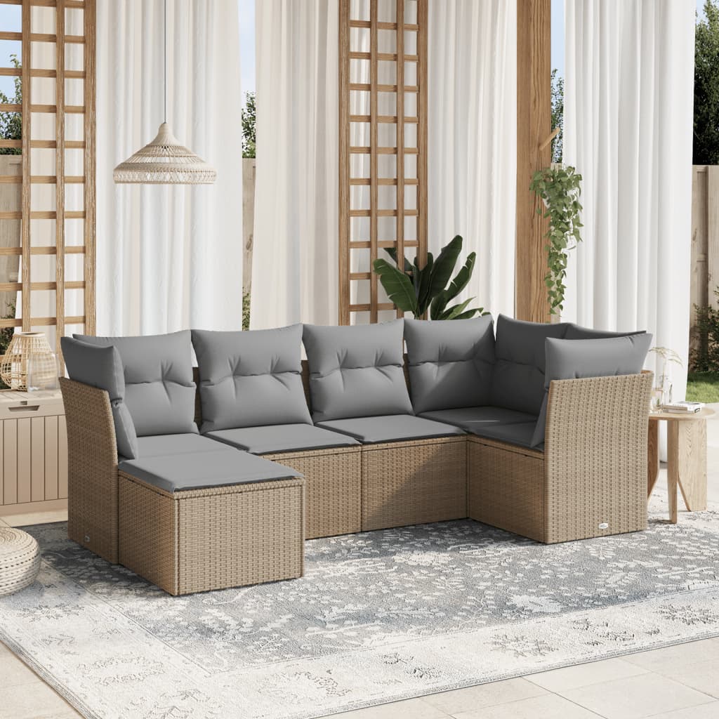 Set Mobilier De Grădină Cu Perne, 6 Piese, , Poliratan