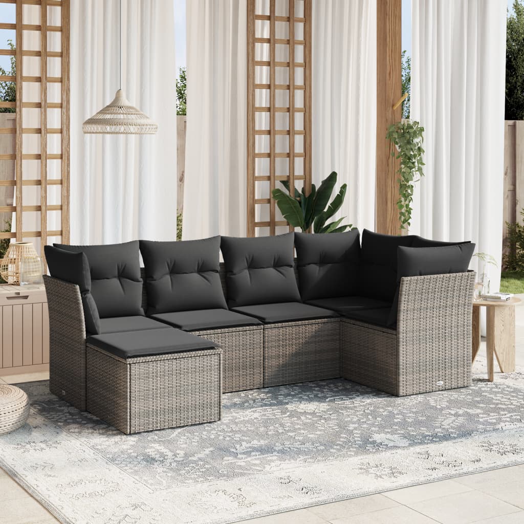 Set Mobilier De Grădină Cu Perne, 6 Piese, , Poliratan