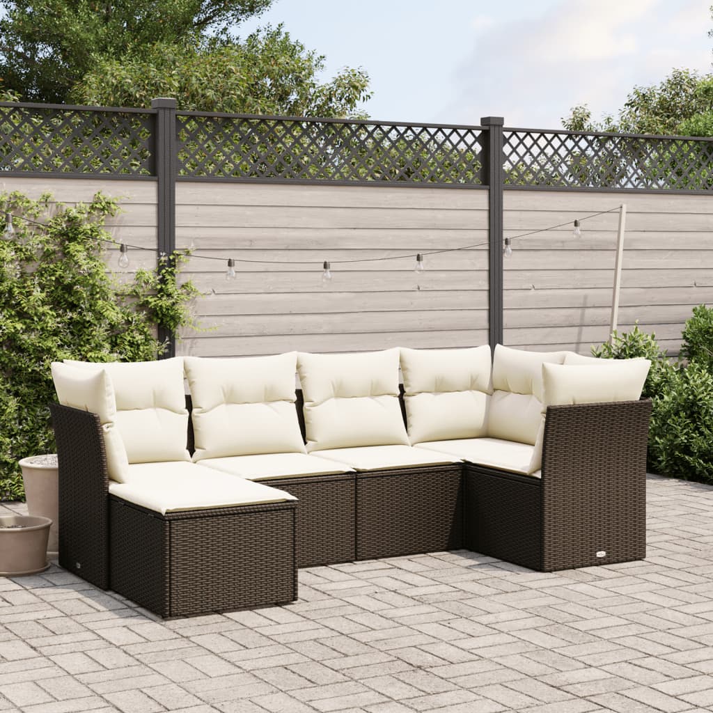 Set Mobilier De Grădină Cu Perne, 6 Piese, , Poliratan