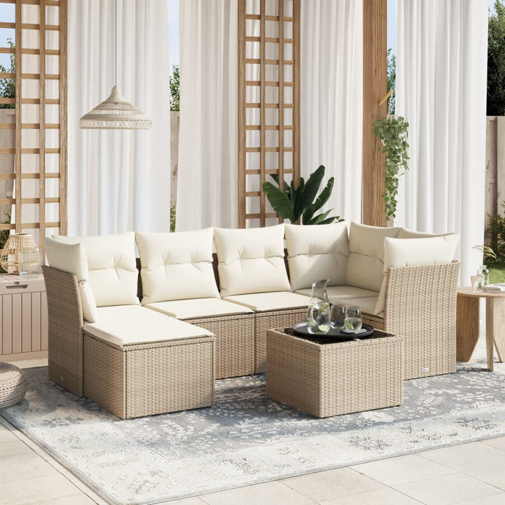 Set Mobilier De Grădină Cu Perne, 6 Piese, , Poliratan