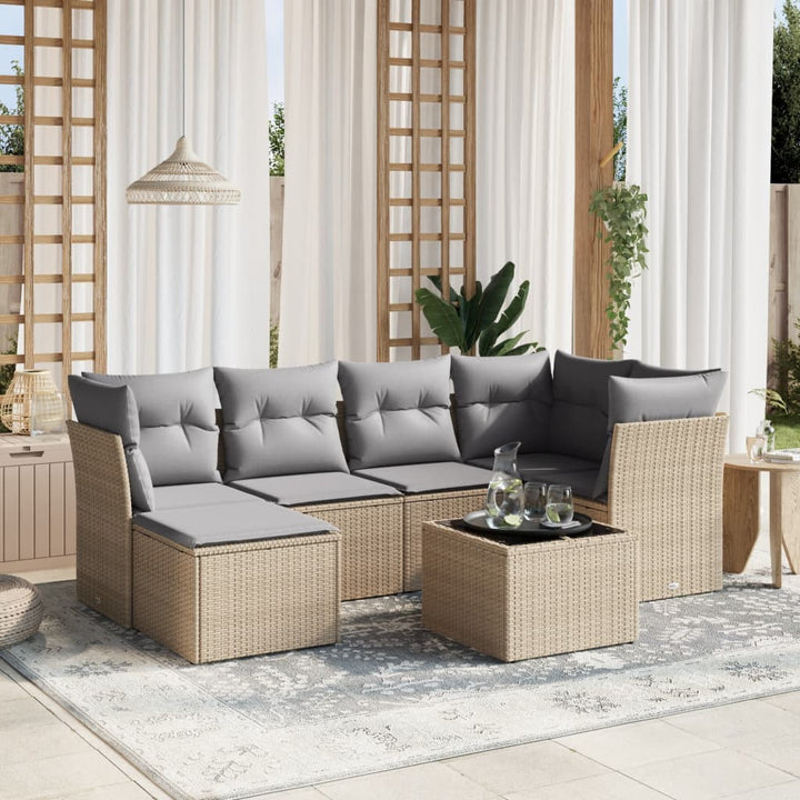 Set Mobilier De Grădină Cu Perne, 6 Piese, , Poliratan