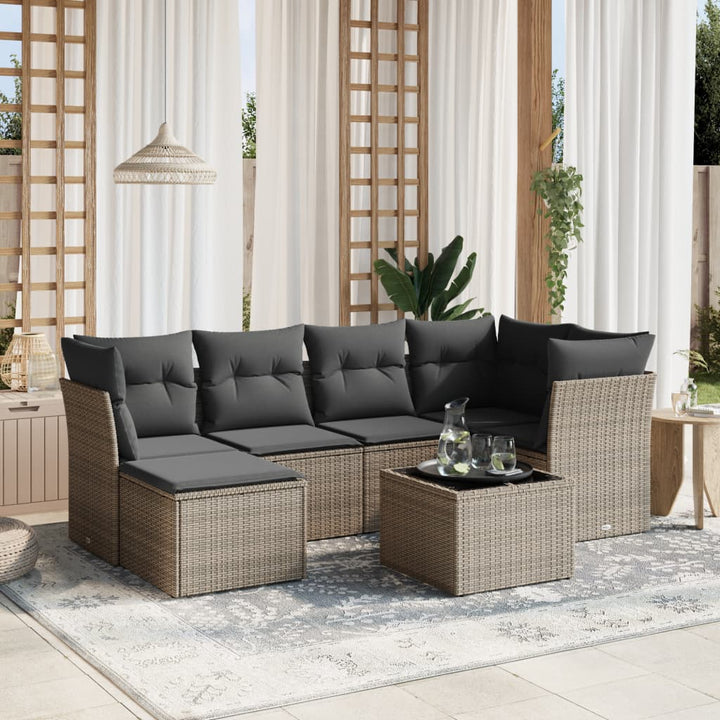 Set Mobilier De Grădină Cu Perne, 6 Piese, , Poliratan