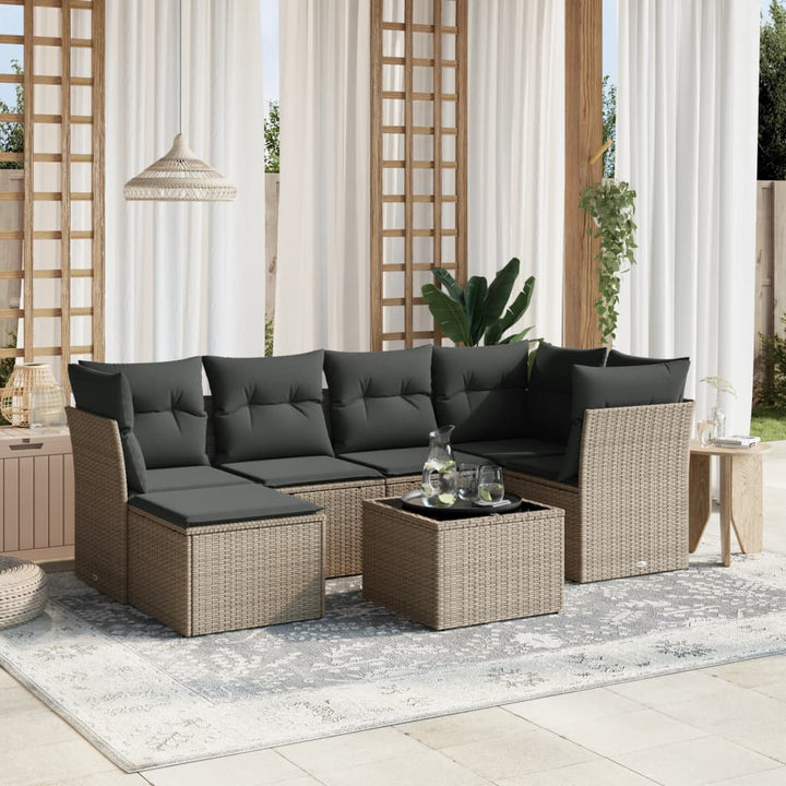 Set Mobilier De Grădină Cu Perne, 6 Piese, , Poliratan