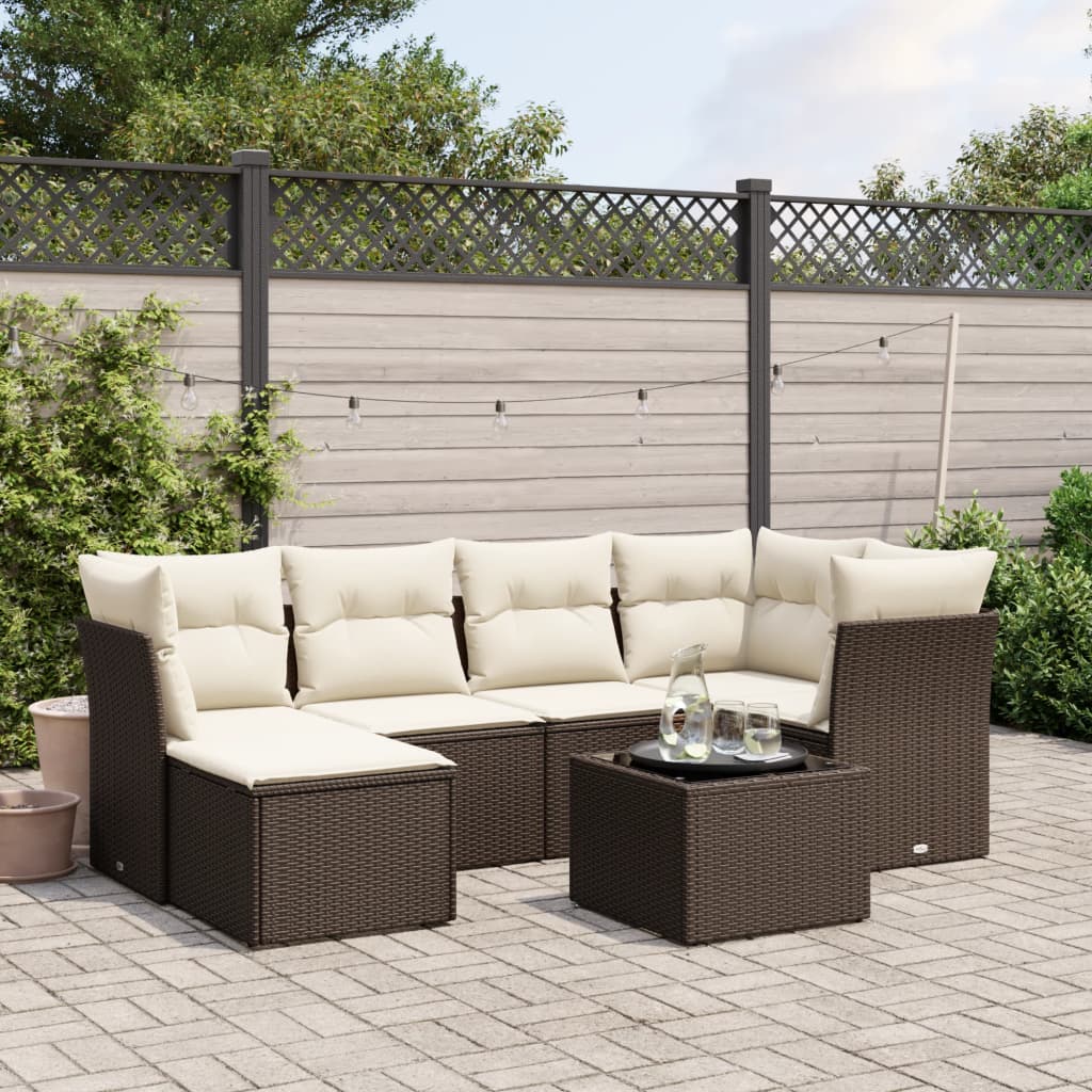 Set Mobilier De Grădină Cu Perne, 6 Piese, , Poliratan