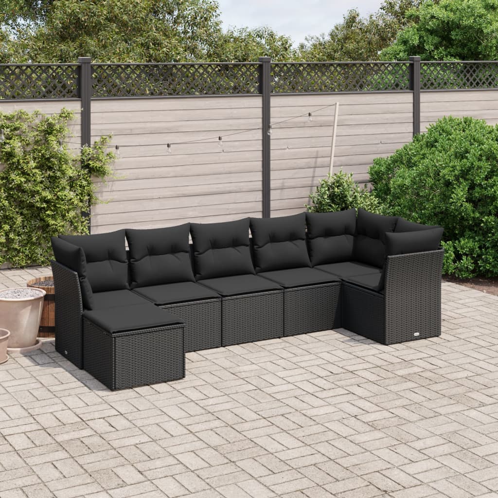 Set Canapele De Grădină Cu Perne, 8 Piese, Maro, Poliratan