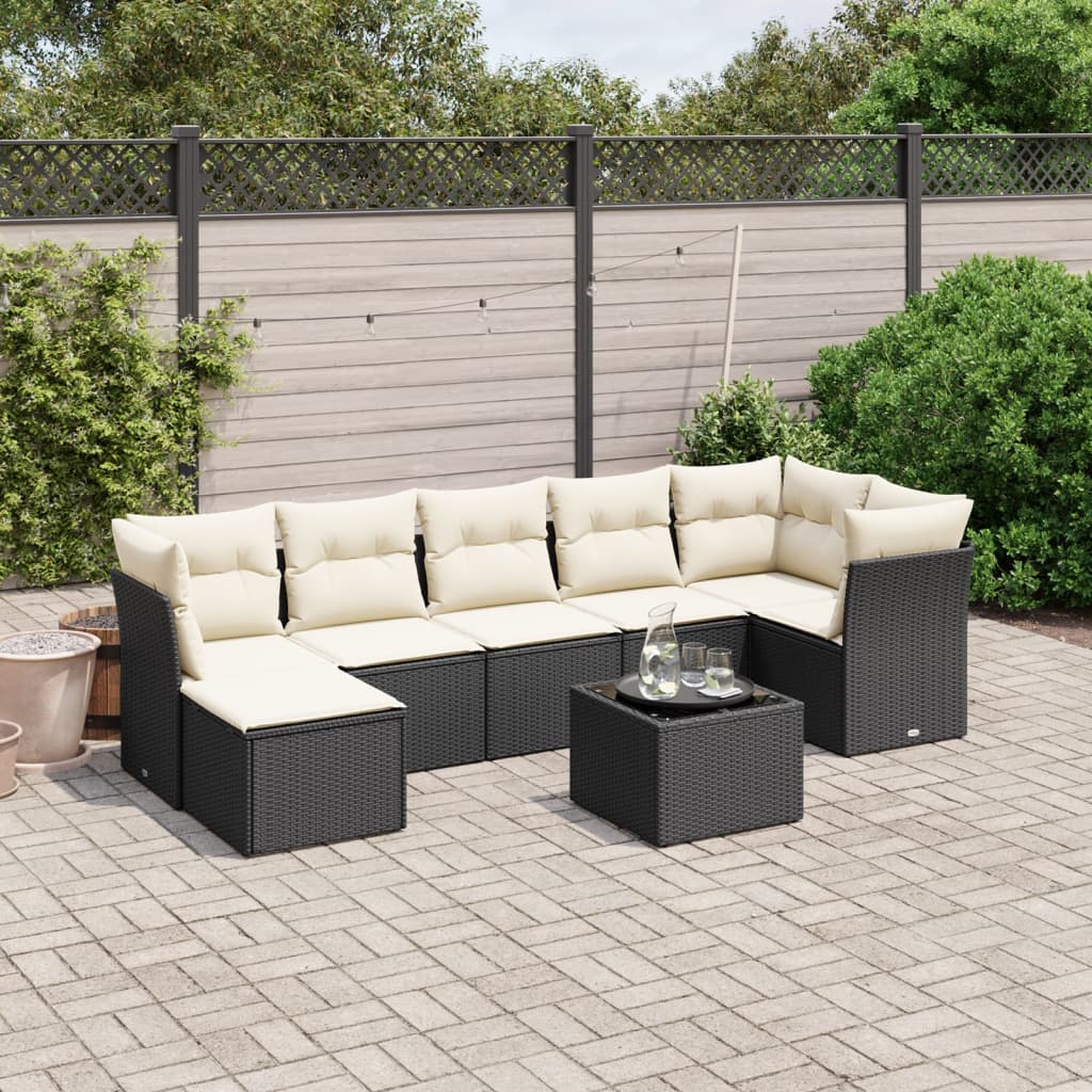 Set Canapele De Grădină Cu Perne, 8 Piese, Maro, Poliratan