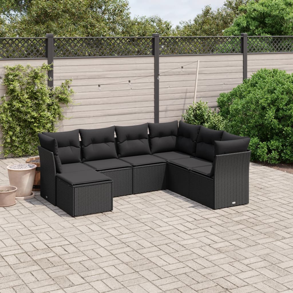 Set Canapele De Grădină, 7 Piese, Cu Perne, , Poliratan