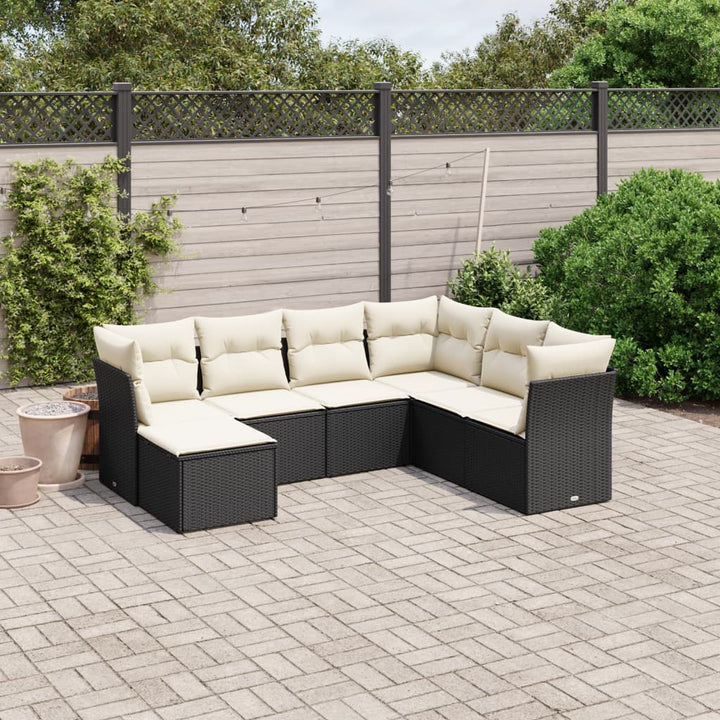 Set Canapele De Grădină, 7 Piese, Cu Perne, , Poliratan