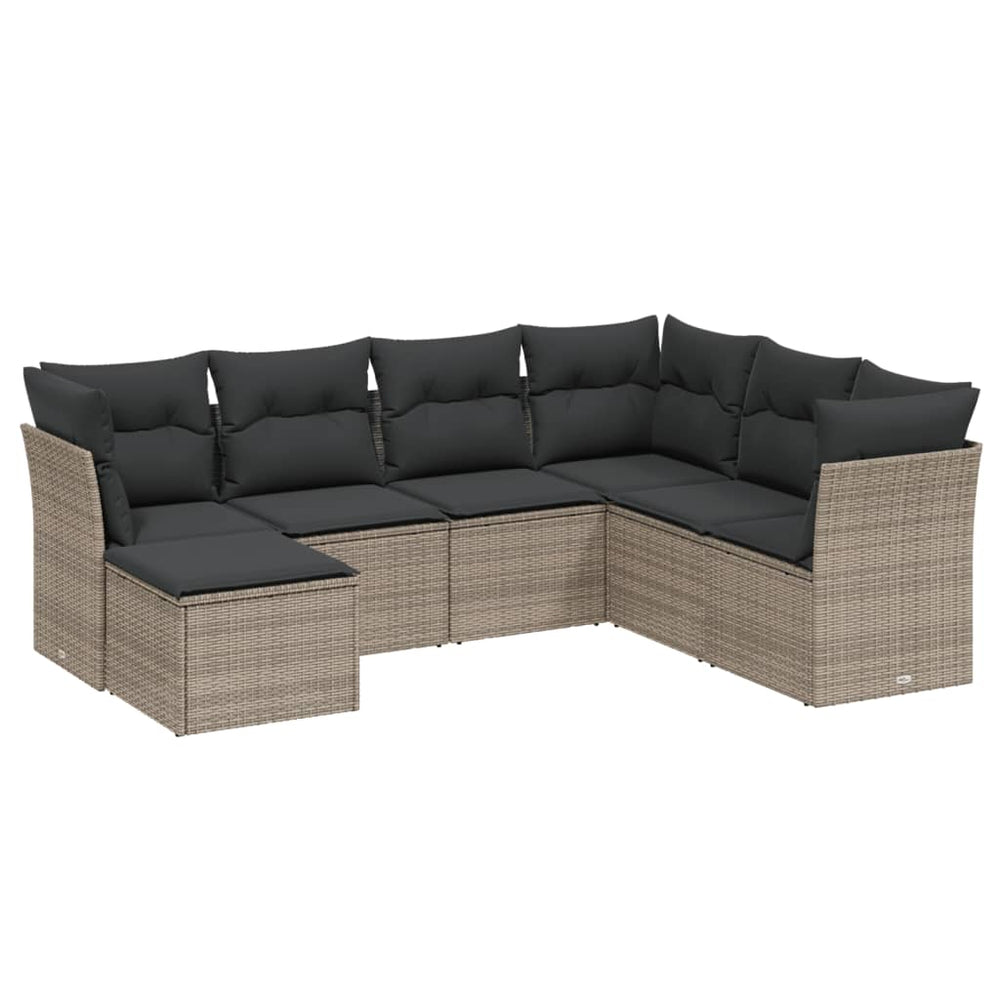 Set Canapele De Grădină, 7 Piese, Cu Perne, , Poliratan