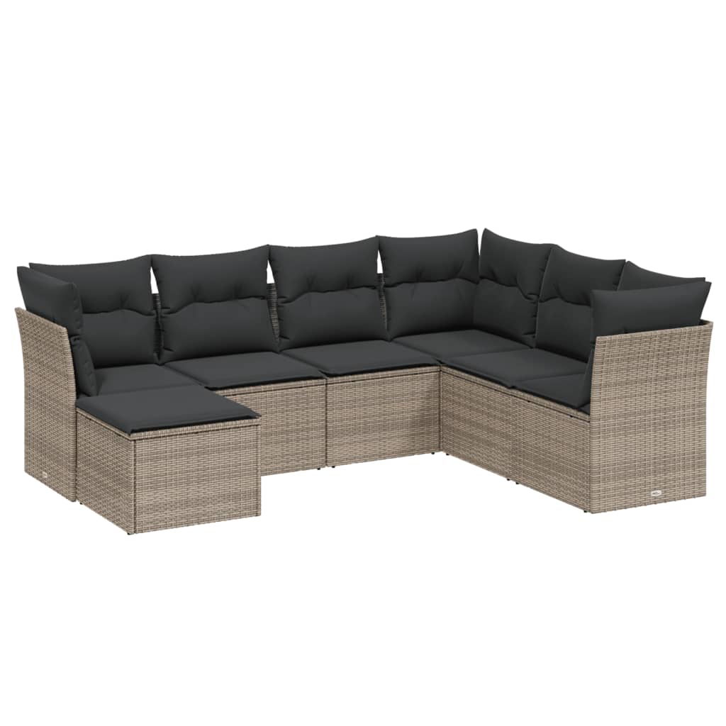 Set Canapele De Grădină, 7 Piese, Cu Perne, , Poliratan