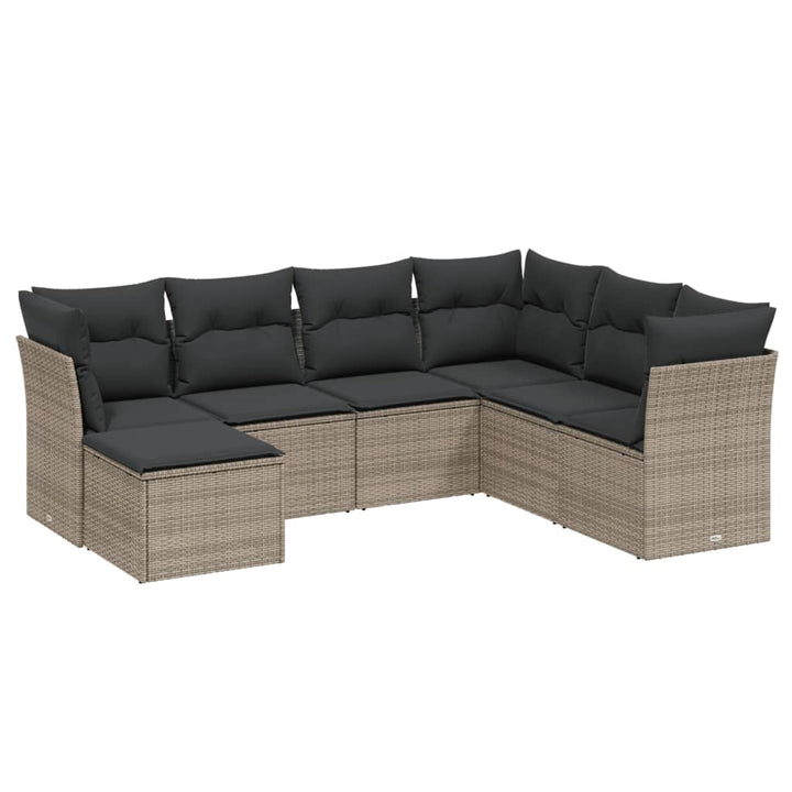 Set Canapele De Grădină, 7 Piese, Cu Perne, , Poliratan