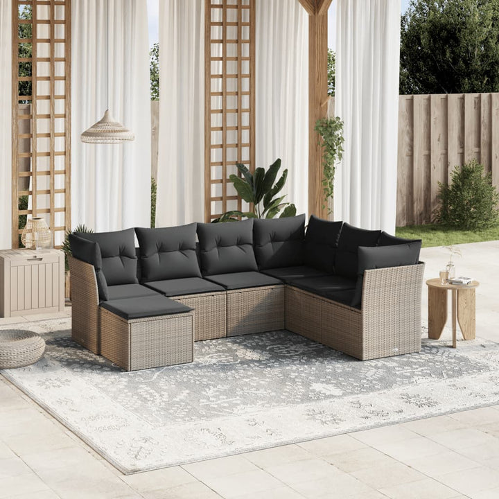 Set Canapele De Grădină, 7 Piese, Cu Perne, , Poliratan