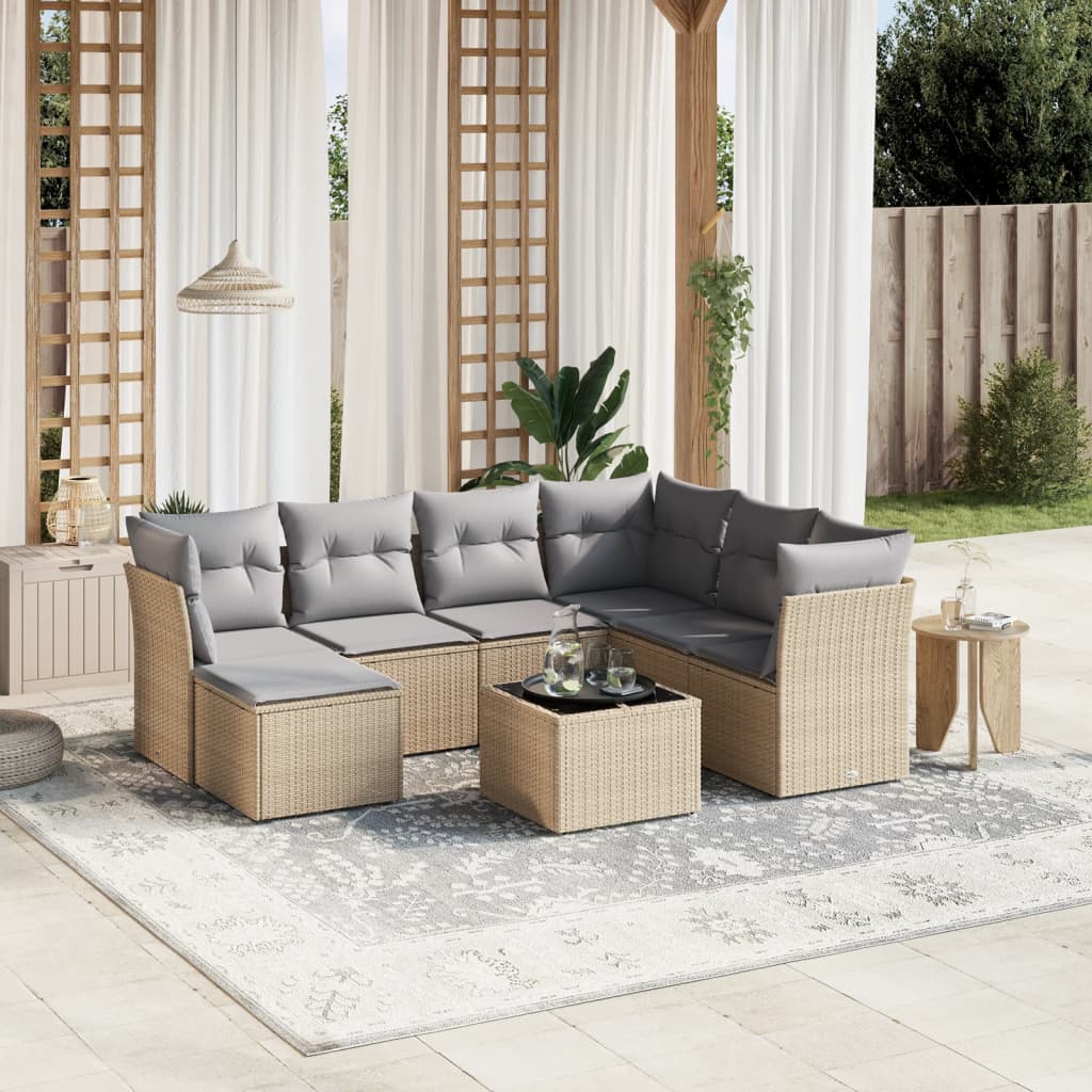 Set Canapele De Grădină, 7 Piese, Cu Perne, , Poliratan