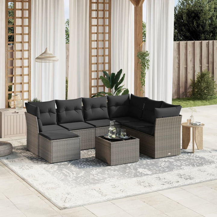 Set Canapele De Grădină, 7 Piese, Cu Perne, , Poliratan
