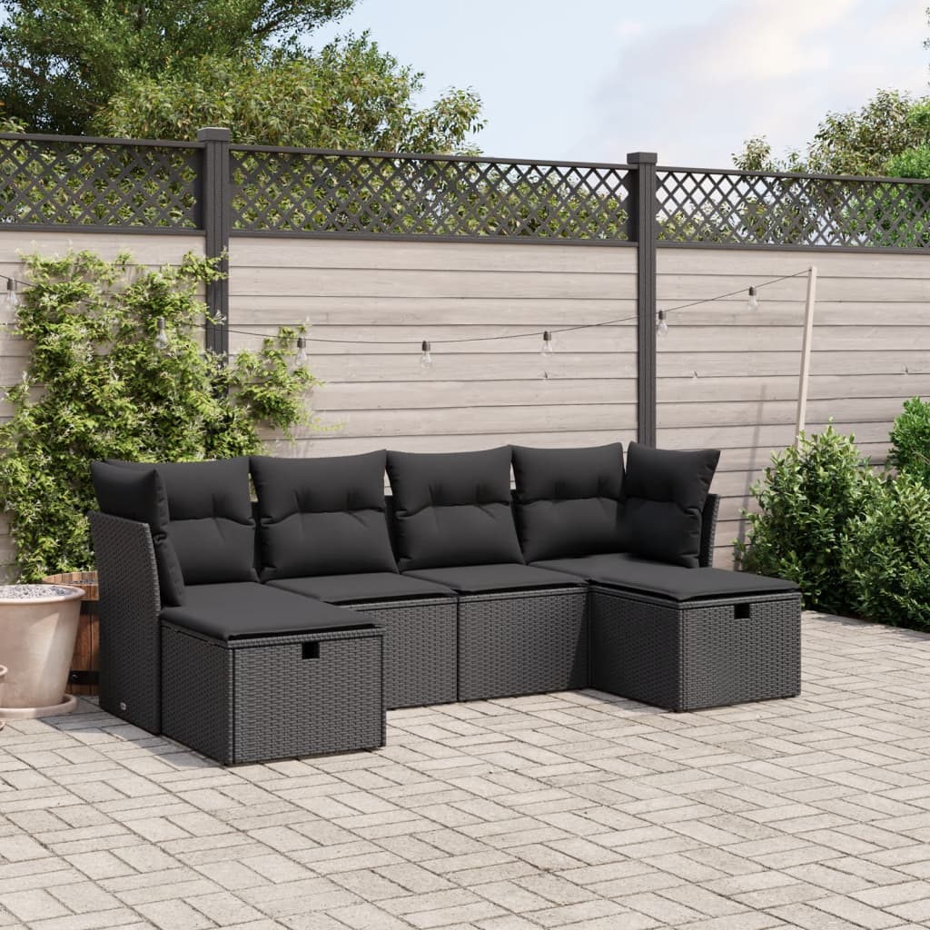Set Canapele De Grădină, 6 Piese, Cu Perne, Bej, Poliratan