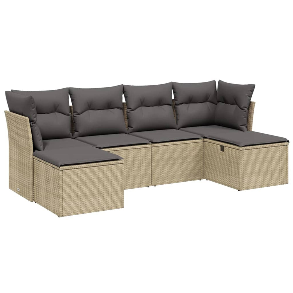 Set Canapele De Grădină, 6 Piese, Cu Perne, Bej, Poliratan