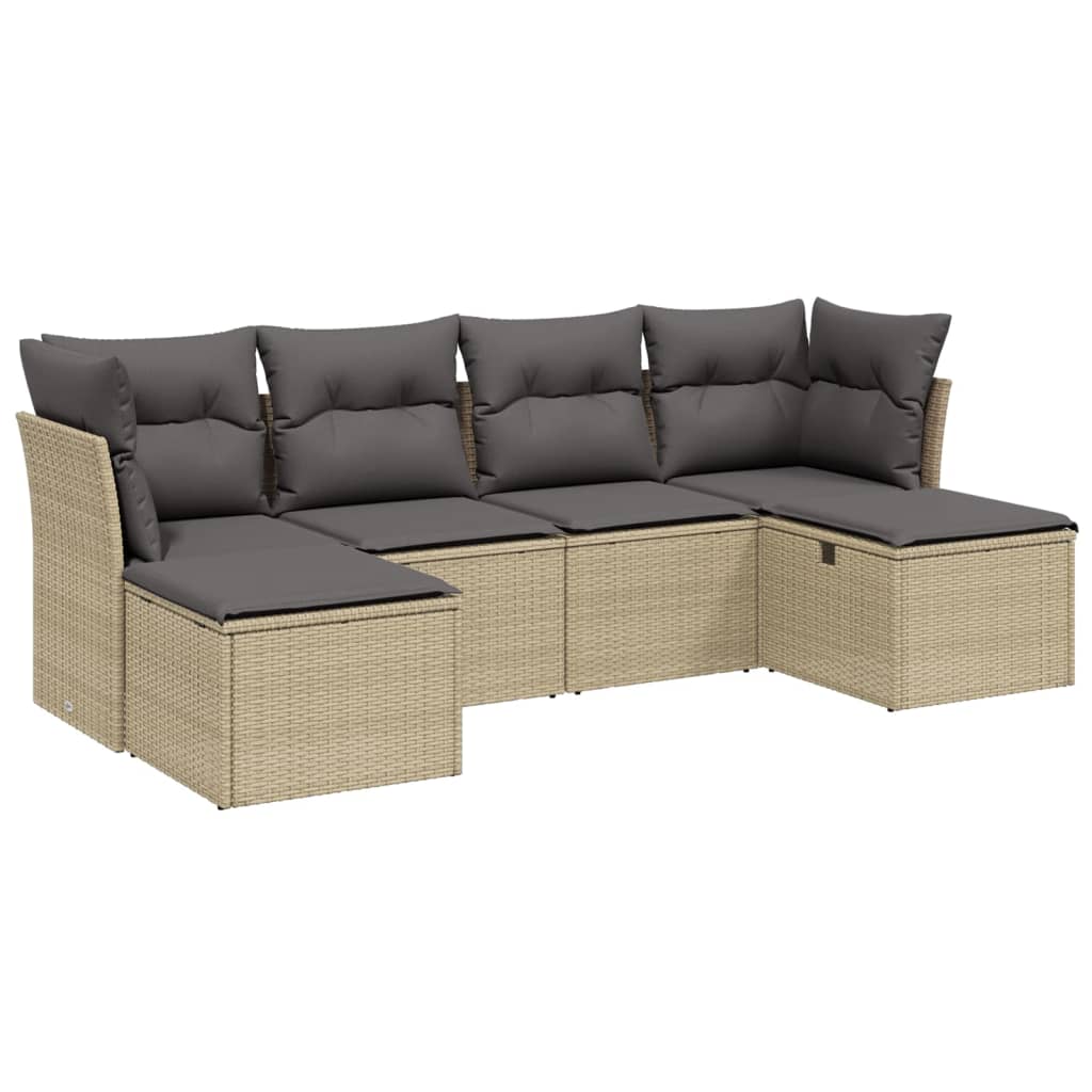 Set Canapele De Grădină, 6 Piese, Cu Perne, Bej, Poliratan