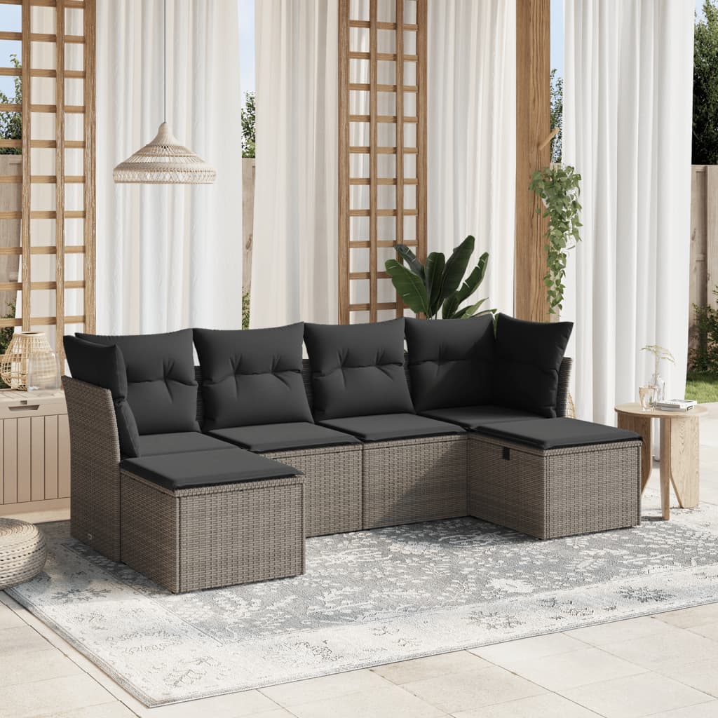Set Canapele De Grădină, 6 Piese, Cu Perne, Bej, Poliratan