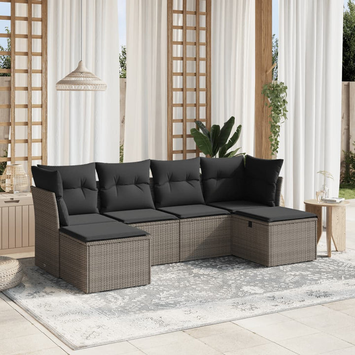 Set Canapele De Grădină, 6 Piese, Cu Perne, Bej, Poliratan