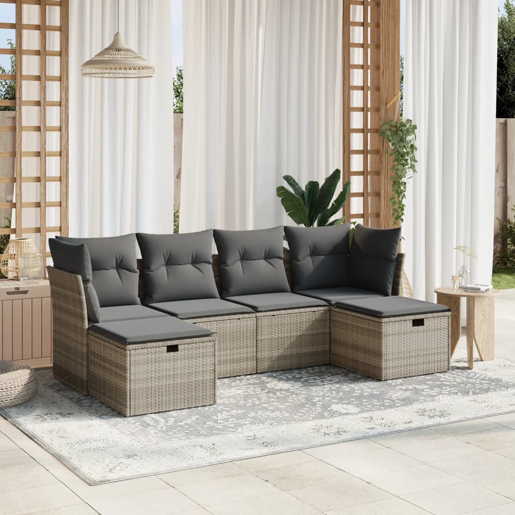 Set Canapele De Grădină, 6 Piese, Cu Perne, Bej, Poliratan