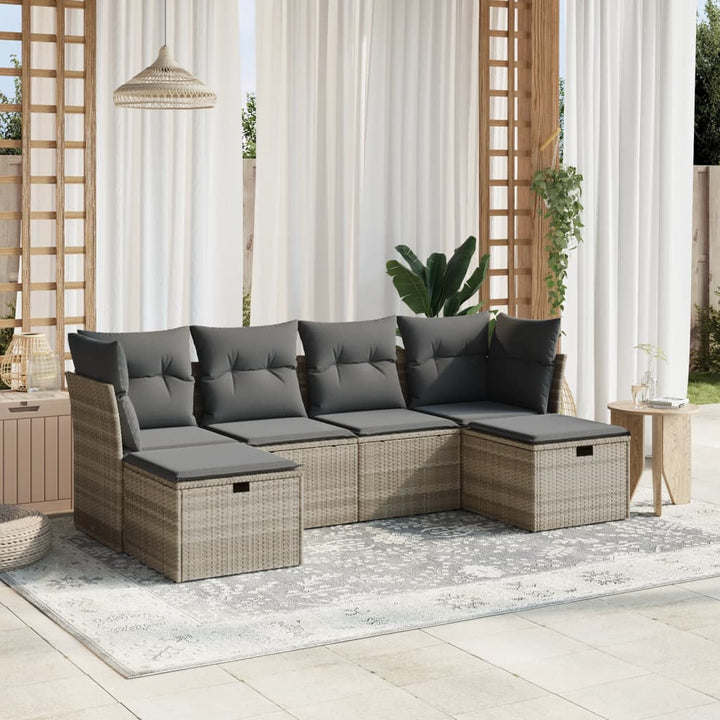 Set Canapele De Grădină, 6 Piese, Cu Perne, Bej, Poliratan