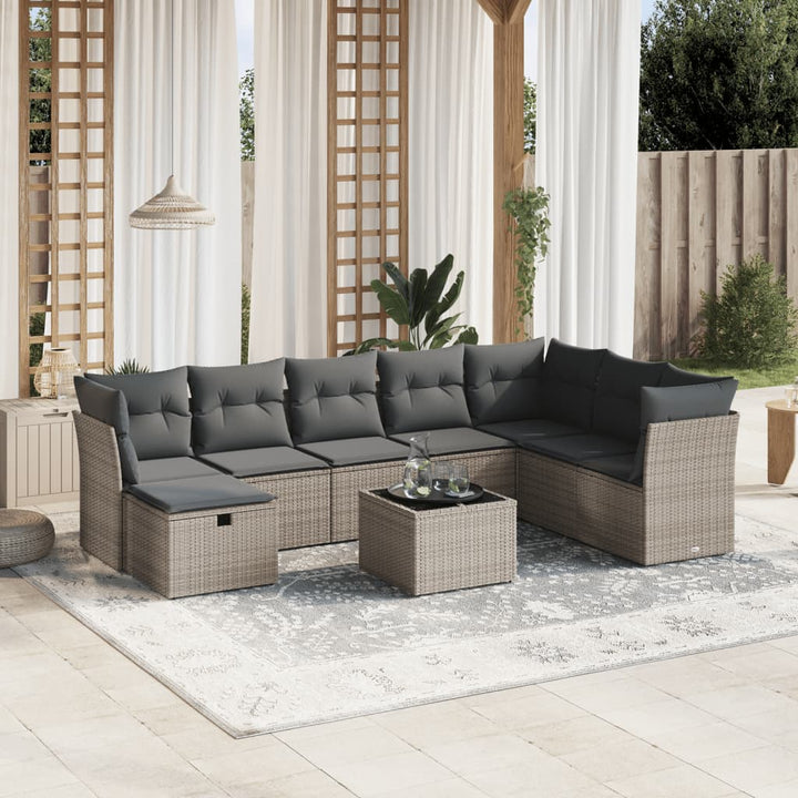Set Canapele De Grădină, 8 Piese, Cu Perne, Bej, Poliratan