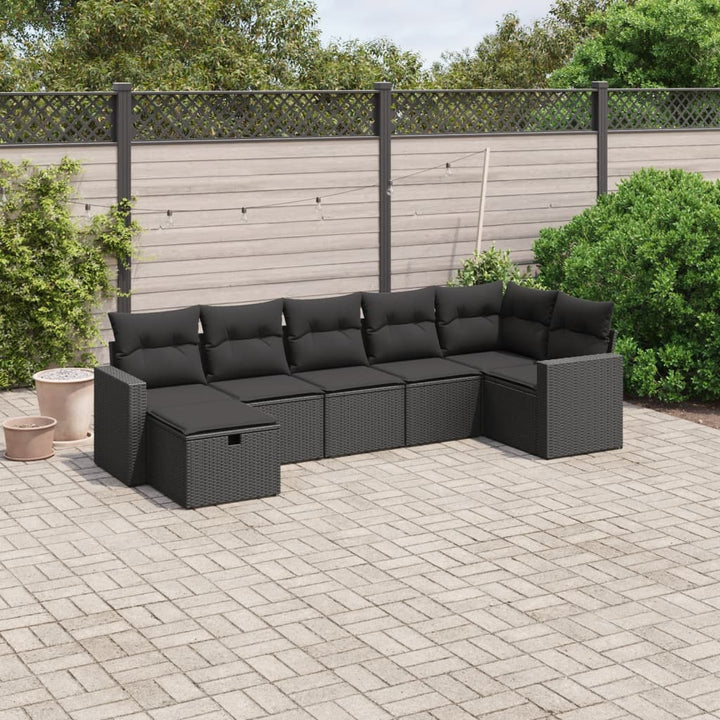 Set Canapele De Grădină, 7 Piese, Cu Perne, Bej, Poliratan