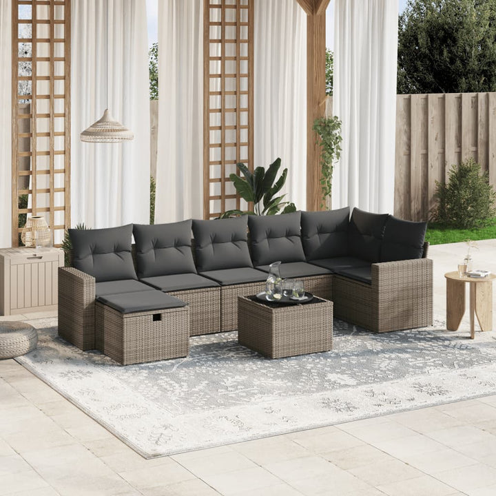 Set Canapele De Grădină, 7 Piese, Cu Perne, Bej, Poliratan