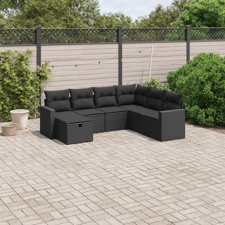 Set Canapele De Grădină, 7 Piese, Cu Perne, Bej, Poliratan