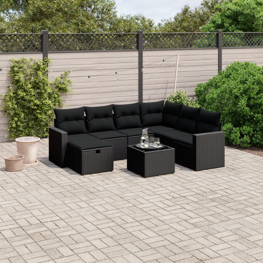 Set Canapele De Grădină, 7 Piese, Cu Perne, Bej, Poliratan