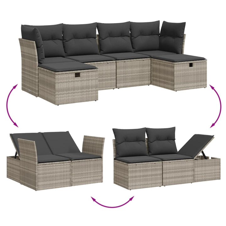 Set Canapele De Grădină Cu Perne, 6 Piese Poliratan