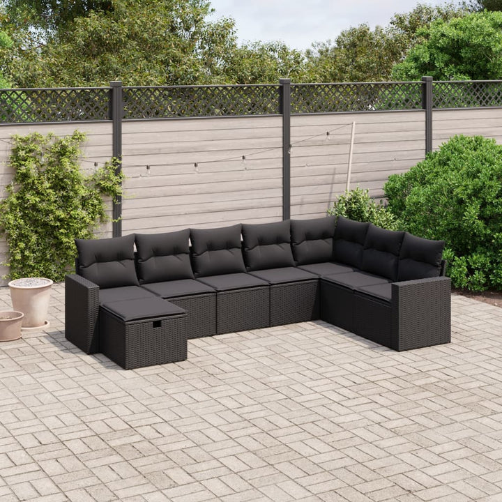 Set Canapele De Grădină Cu Perne, 9 Piese, Maro, Poliratan